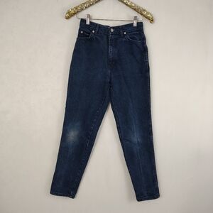 Vintage 80s Jordache Women's Dark Blue Distressed Grunge Mom Jeans Sz 7/8